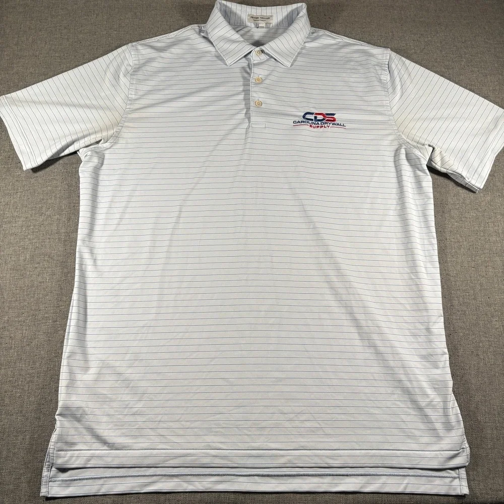 Lot of 2 Peter Millar Polo Shirt Mens XL Blue White Striped Summer Comfort Logo